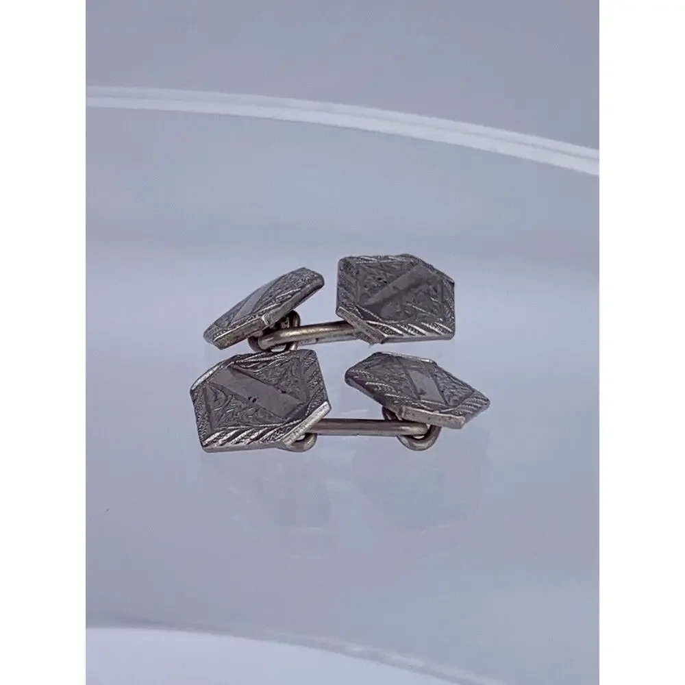 Antique Art Nouveau 925 Sterling Silver Cufflinks Double Swoops